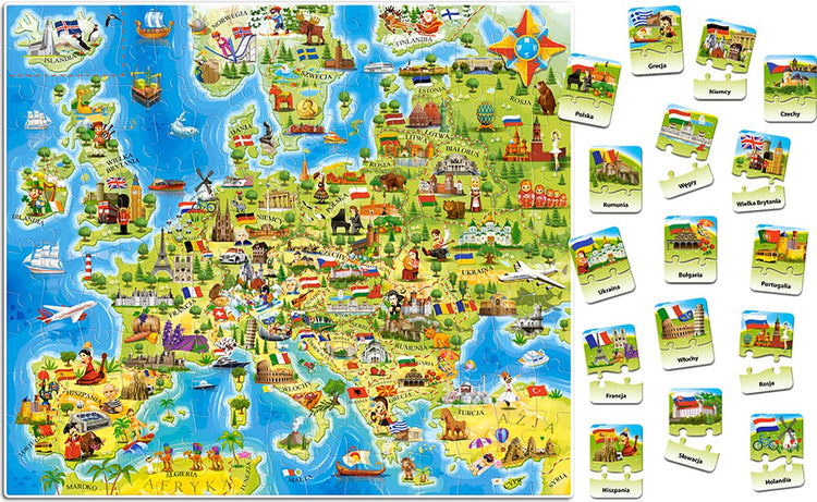Castorland-Lernrätselkarte von Europa