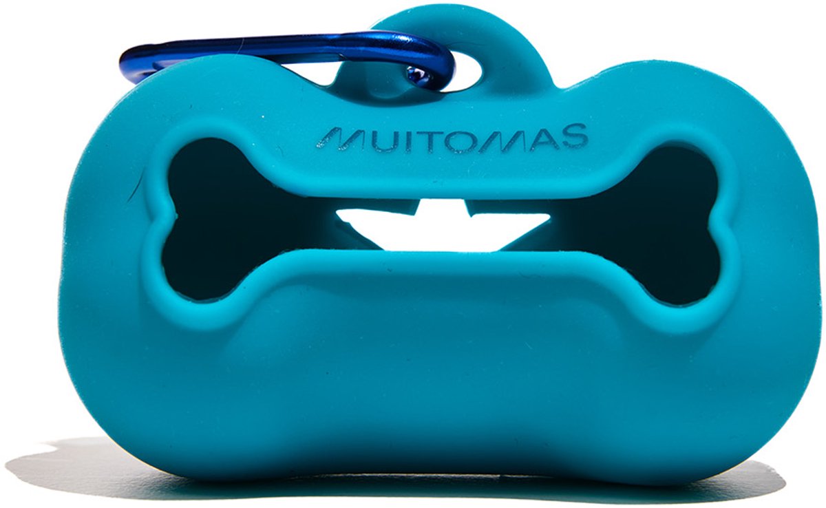 Muitomas Hundekotbeutelhalter – Silikon – hygienisch – inklusive Karabinerhaken – inklusive 1 Beutelrolle – blau