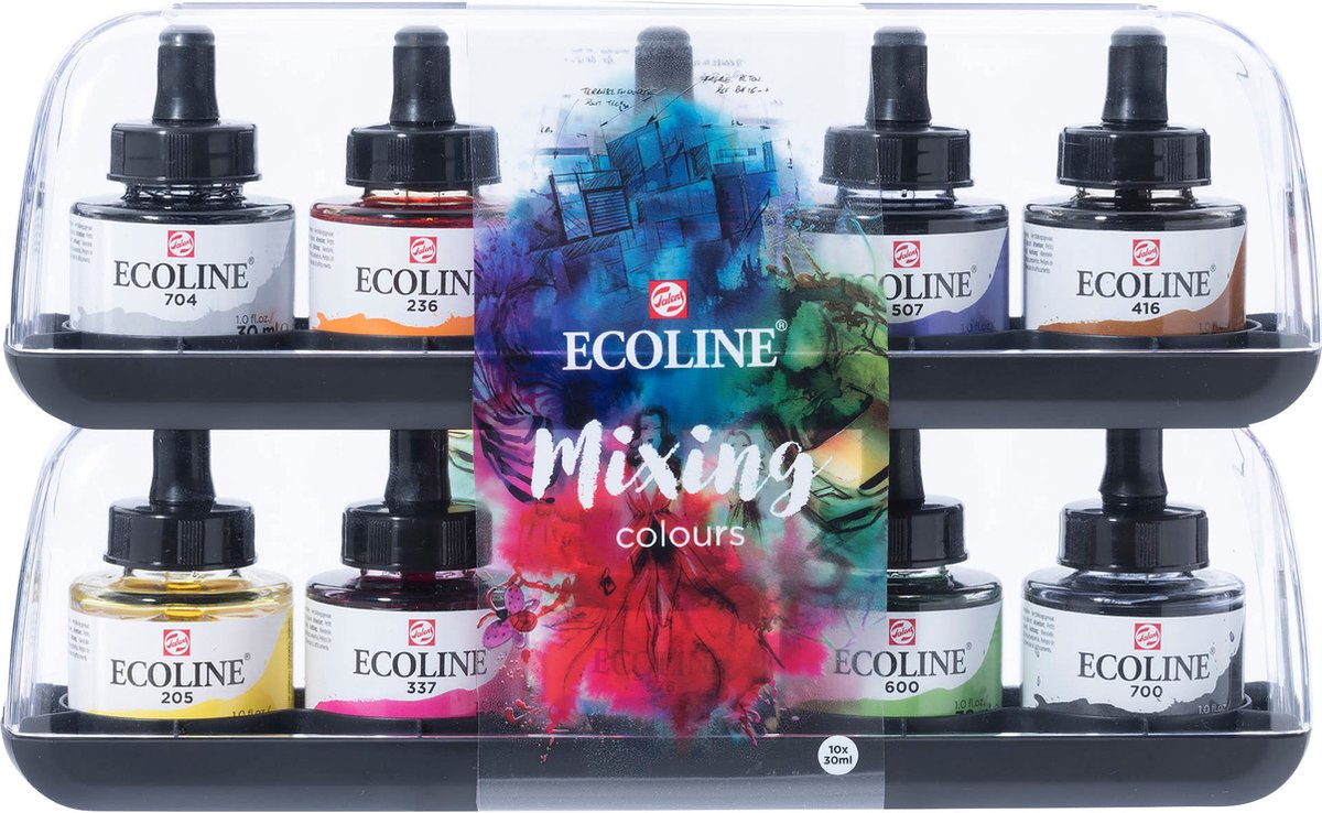 Bruynzeel Ecoline Flüssig -Aquarellmischung, 10 x 30 ml