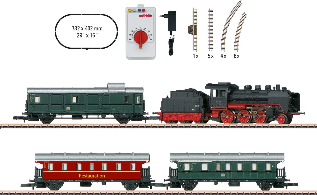 Märklin Startset Museums-Personenzug mit Dampflokomotive Baureihe 24.