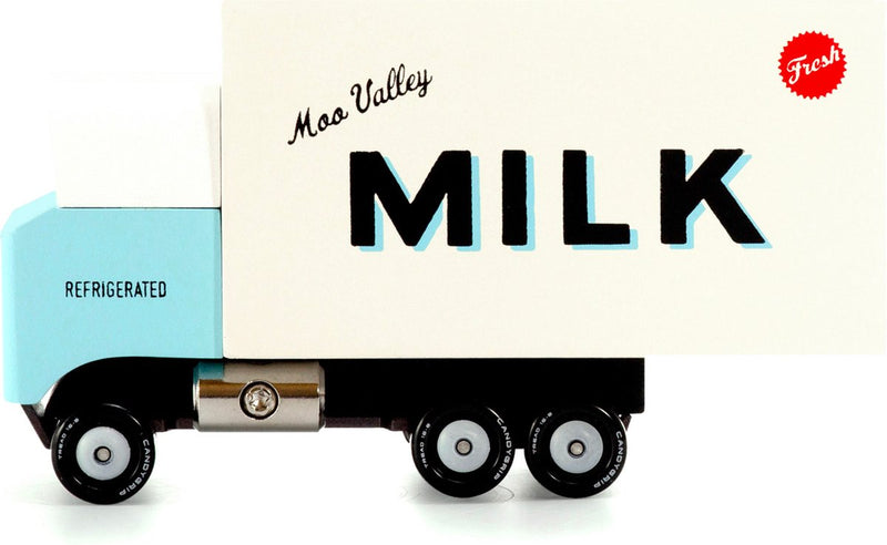 Candylab Toys Candycar World: Milchwagen (T464) 13,5 x 4,8 x 7,6 cm, Holzdruckguss, in Geschenkbox, 3+