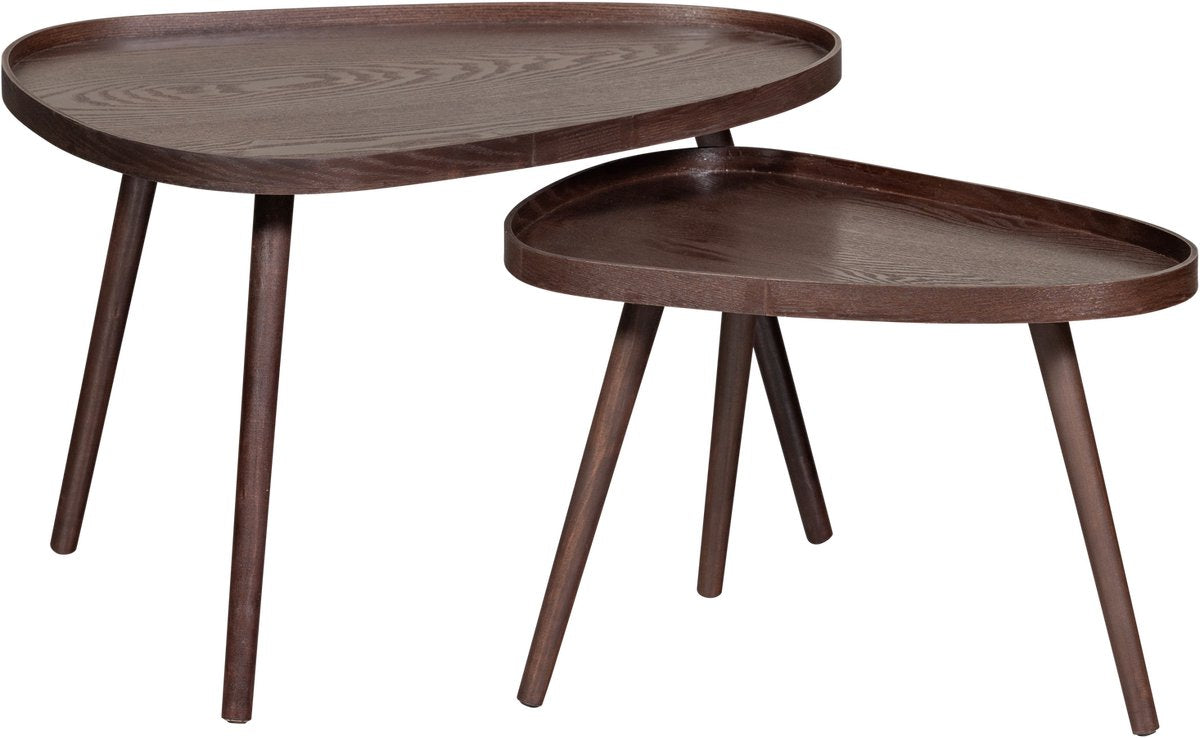 Woood Nissa Beistelltische – Walnuss – 2er-Set – 39 x 71 x 52