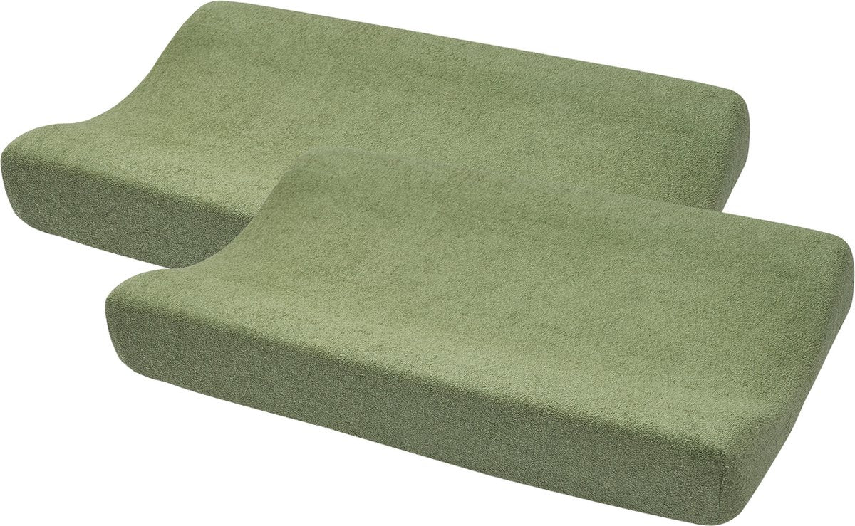 Meyco Baby Uni Wickelauflagenbezug – 2er-Pack – Frottee – Olivgrün – 50 x 70 cm