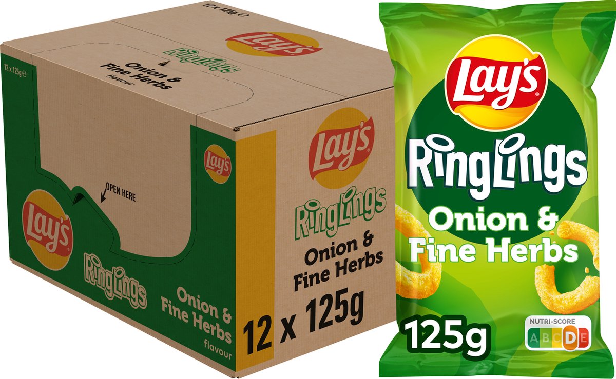 Lay's Ringlingszwiebel feine Kräuter - Chips - 12 x 125 Gramm