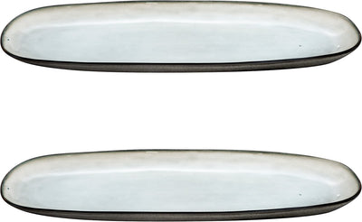 Medard de Noblat – Schattenperlmutt – große ovale Schale – 35,5 x 14 cm – 2 Teile – Steingut