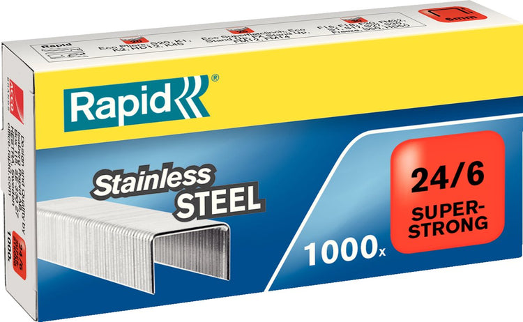 Schnelle, superstarke Heftklammern 24 6 mm – 1000 Heftklammern – Edelstahl