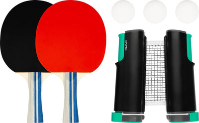 Avento Tischtennis-Set komplett - ausziehbares Tischtennisnetz - schwarz rot