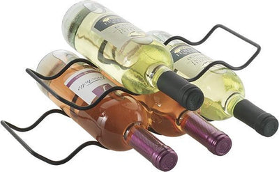Metaltex - 2er-Set Flaschenhalter - Flaschenregal - Welle 20 - Mattschwarz - für 8 Weinflaschen (0,75 Liter)