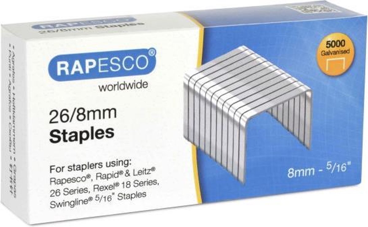 Rapesco S11662Z3 Stahl-Silber-Klammern, 5000 Stück