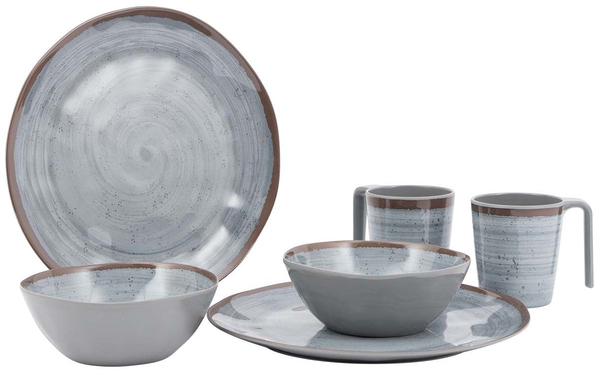 Bo-Camp-Geschirr - Halo - 6-teilig - Melamin - Grau