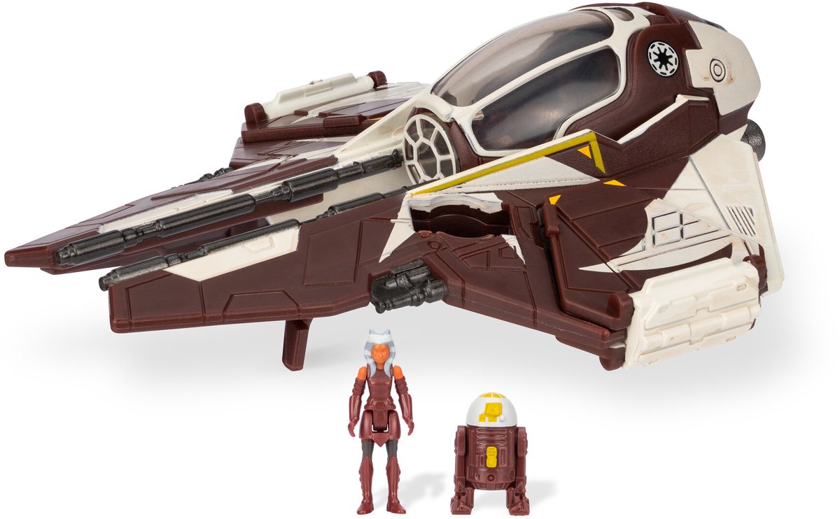 Jazwares Star Wars – Fahrzeug-Multipack (7,5 cm Fahrzeugfigur + 7,5 cm Fahrzeug) – Ahsoka Tano – Starfighter Evolution Box-Set