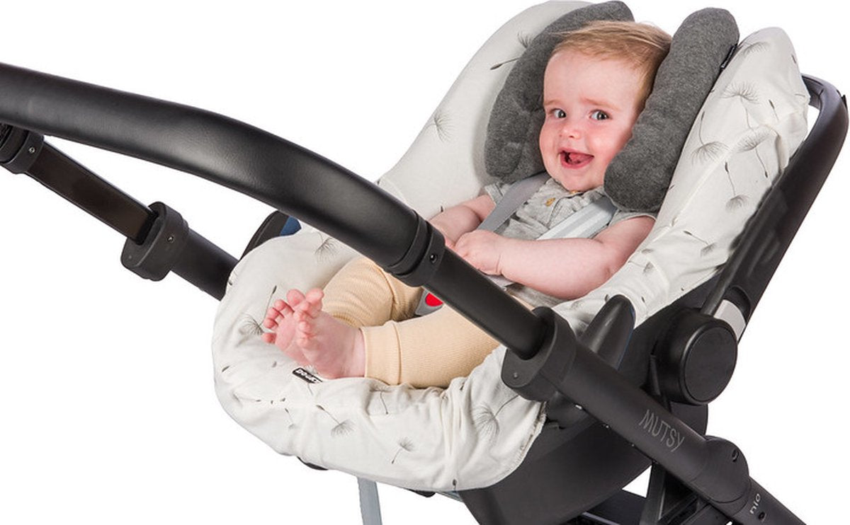 Dooky® dooky - Babykissen - Grau - 0-5 Jahre - Kopf- und Nackenstütze - für Kinderwagen und Autositz