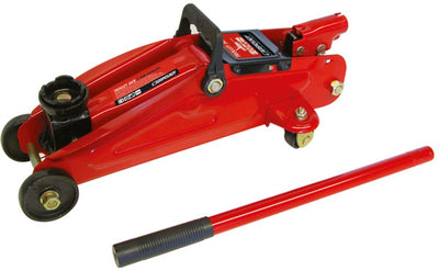 Carpoint Garagenwagenheber – mobil – hydraulisch – maximale Tragfähigkeit 2000 kg – Hubhöhe von 130–380 mm – automatisches Sicherheitsventil – lange Pumpenstange – Rollen – mit TüV GS-Produktzertifizierung