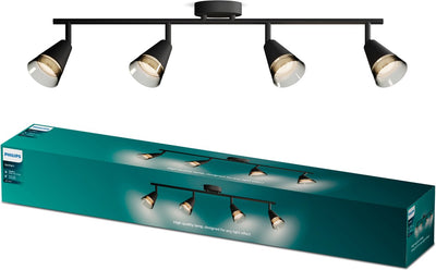 Philips LED Philips Cleft Spot – Deckenstrahler mit vier Lichtpunkten – mit Rauchglas – Gu10-LED-Fassung