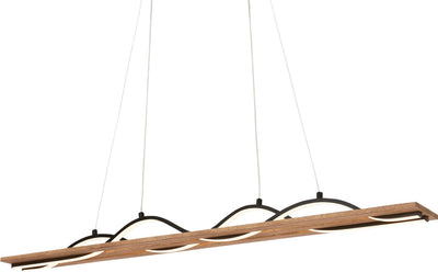 Briloner Vinka - LED-Hängelampe - 3818014 - Holzdesign - Wellenform - warmweißes Licht - 98 x 11 x 120 cm - schwarzes Holz
