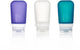 Human Gear – Gotoob+ 3er-Pack – Reiseflasche – Flachmann – auslaufsicher – wiederverwendbar – leicht – mittel – 74 ml – klares violettes Blaugrün