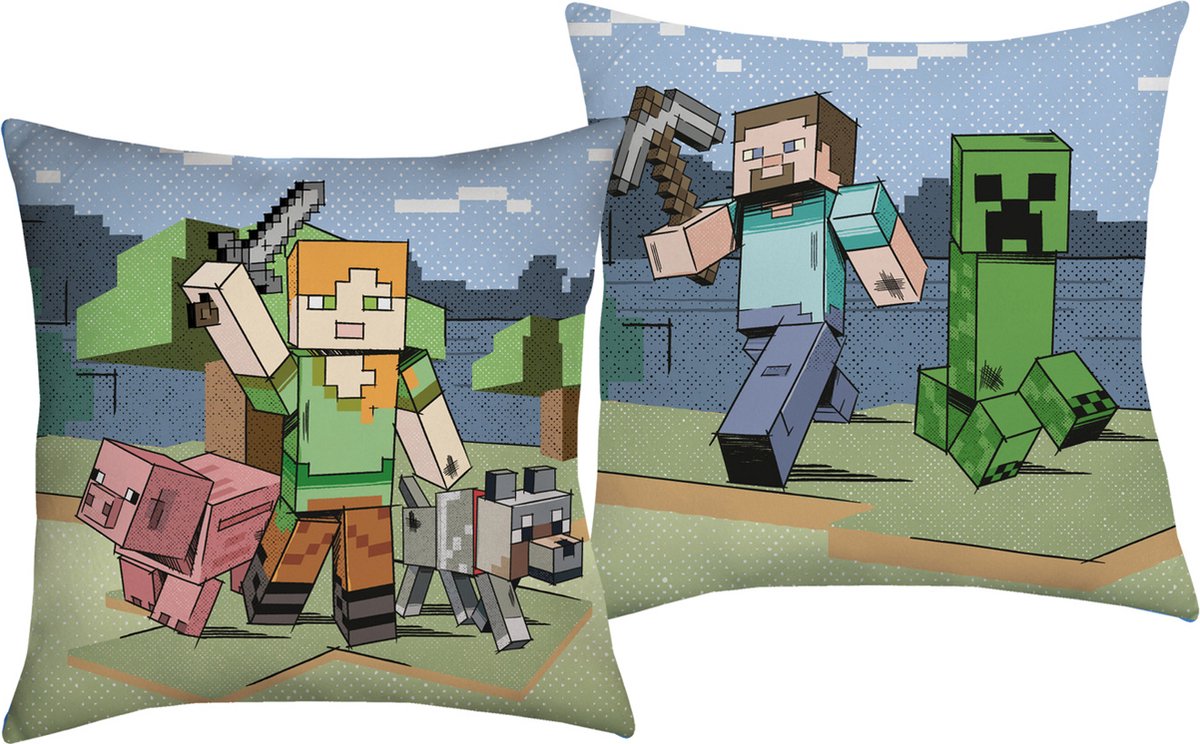 Minecraft-Kissen, Overworld – 40 x 40 cm – Polyester