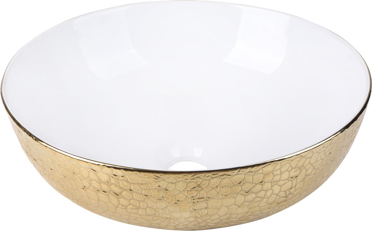 Differnz Snake Keramik-Aufsatzwaschtisch ø 40 cm, Goldweiß