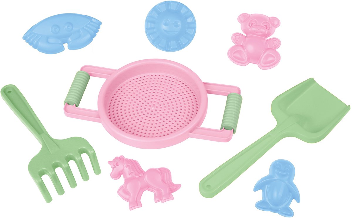 Lena Sandkastenspielset 8-teiliges buntes Plastikspielzeug.