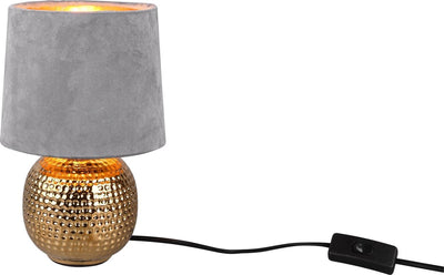 Rl lebe deine Lichtrealität Sophia - Tischlampe - Gold - exkl. 1x e14 40w - Schnurschalter - grauer Schirm