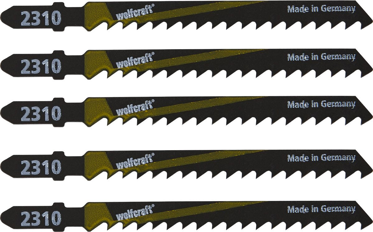 Wolfcraft – 5 Stichsägeblätter – Stichsägeblatt T-Schaft – 100 mm – 2360000