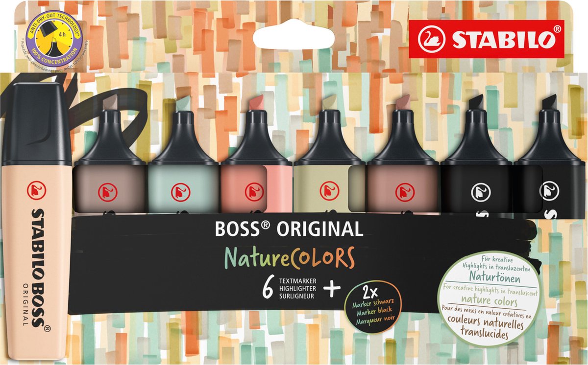 Stabilo Boss Original Marker Set 8 Stücke Naturecolors