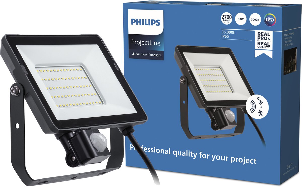 Philips LED Philips Projectline Strahler – 30 W – warmweißes Licht – Sensor