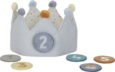 Little Dutch - Geburtstagskrone aus Stoff mit Zahlen - blau