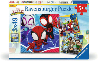 Marvel Ravensburger Spiderman – Spidey, seine erstaunlichen Freunde, Kinderpuzzle (3 x 49 Teile), mehrfarbig