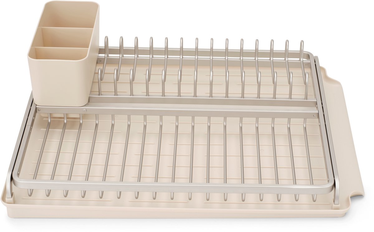 Brabantia Abtropfgestell für den Spültisch – mit Abtropfschale und Besteckhalter – sanftes Beige