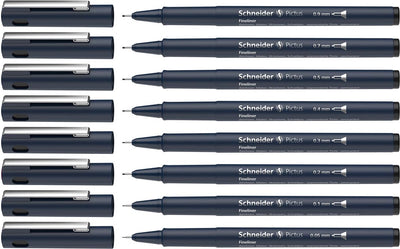 Schneider Schreibgeräte Schneider Fineliner – Pictus – Schwarz – Set mit 8 Stück – S-197598