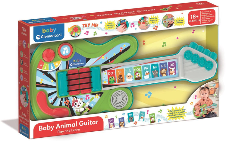Clementoni – Baby-Musikgitarre – Baby-Musikinstrument – Ton und Licht – ab 12 Monaten