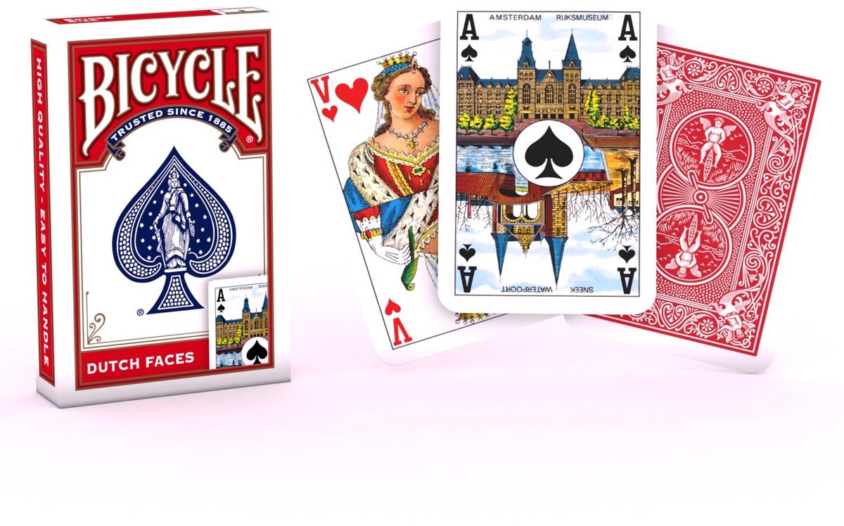Bicycle® Bridge-Größe, niederländische Gesichter, rot – klassische niederländische Spielkarten – Premium-Qualität