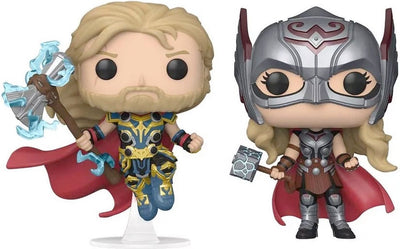 Funko Thor – Thor: Love and Thunder Pop! 2er-Pack Thor Mighty Thor 9 cm Sammelfigur – mehrfarbig