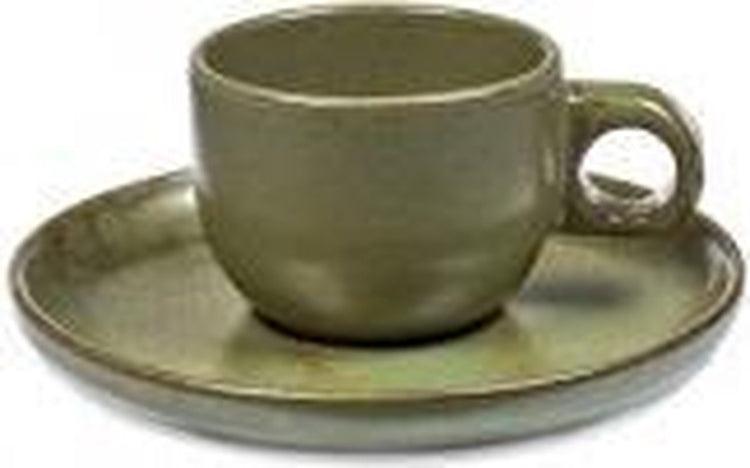 Serax - Sergio Herman Surface - Espressotasse + Untertasse - Camo Green - 13 ø - 4 Stück