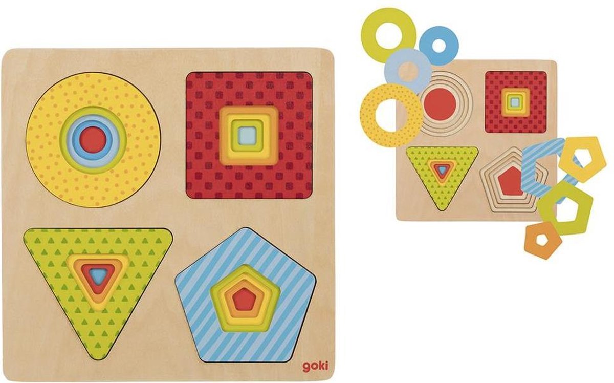 Goki Holzschicht Puzzle Geometrische Formen, 16st.