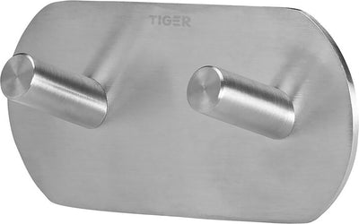 Tiger rondo - Handtuchhaken doppelt - ohne Bohren - Handtuchhaken - 3m Band - Edelstahl gebürstet