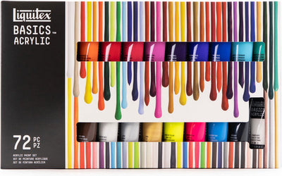 Liquitex 3699401 Basics Acrylfarben-Set – 72 x 22 ml Tuben | Künstler-Acrylfarbe | mittlere Viskosität | Lichtechte Farben für Malerei, Leinwand-Hobby