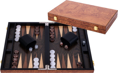 Longfield Backgammon 15 Zoll – Brett mit Erlenholzeinlage – luxuriöse Holzkiste – natürliches Finish – Engelsherz