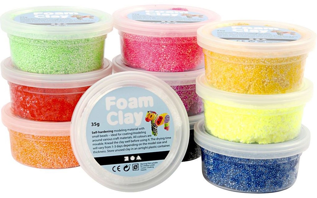 Foam Klei - Grundfarben, 10x35gr