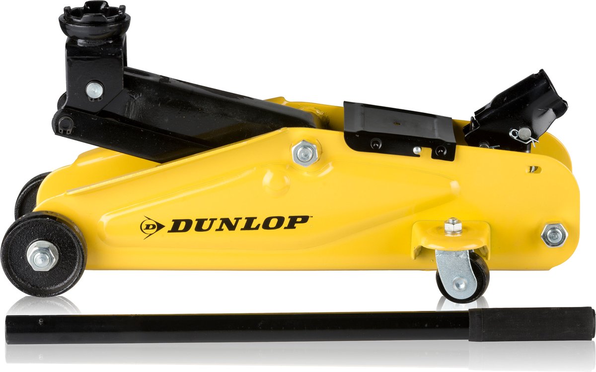 Dunlop hydraulischer Wagenheber – Wagenheber mit 2000 kg Tragkraft – Garagenheber mit Hubhöhe 135 mm bis 305 mm – Metall – Gelb Schwarz