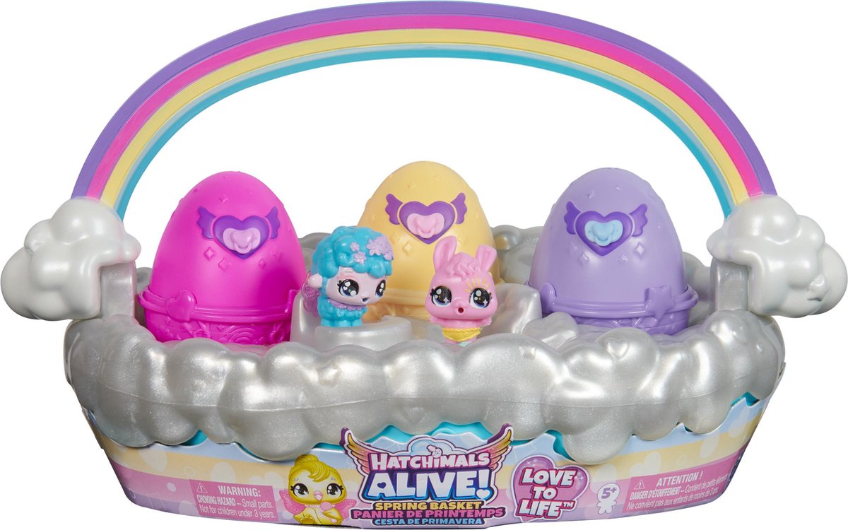 Hatchimals lebendig – Frühlingskorb mit 6 Minifiguren – 3 Eier, die von selbst schlüpfen – Osterspielzeug