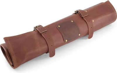 Witloft Messertasche mit 9 Fächern – Büffelleder – aufrollbare Messerrolle, Messermappe – tragbar mit Riemen – Cognac