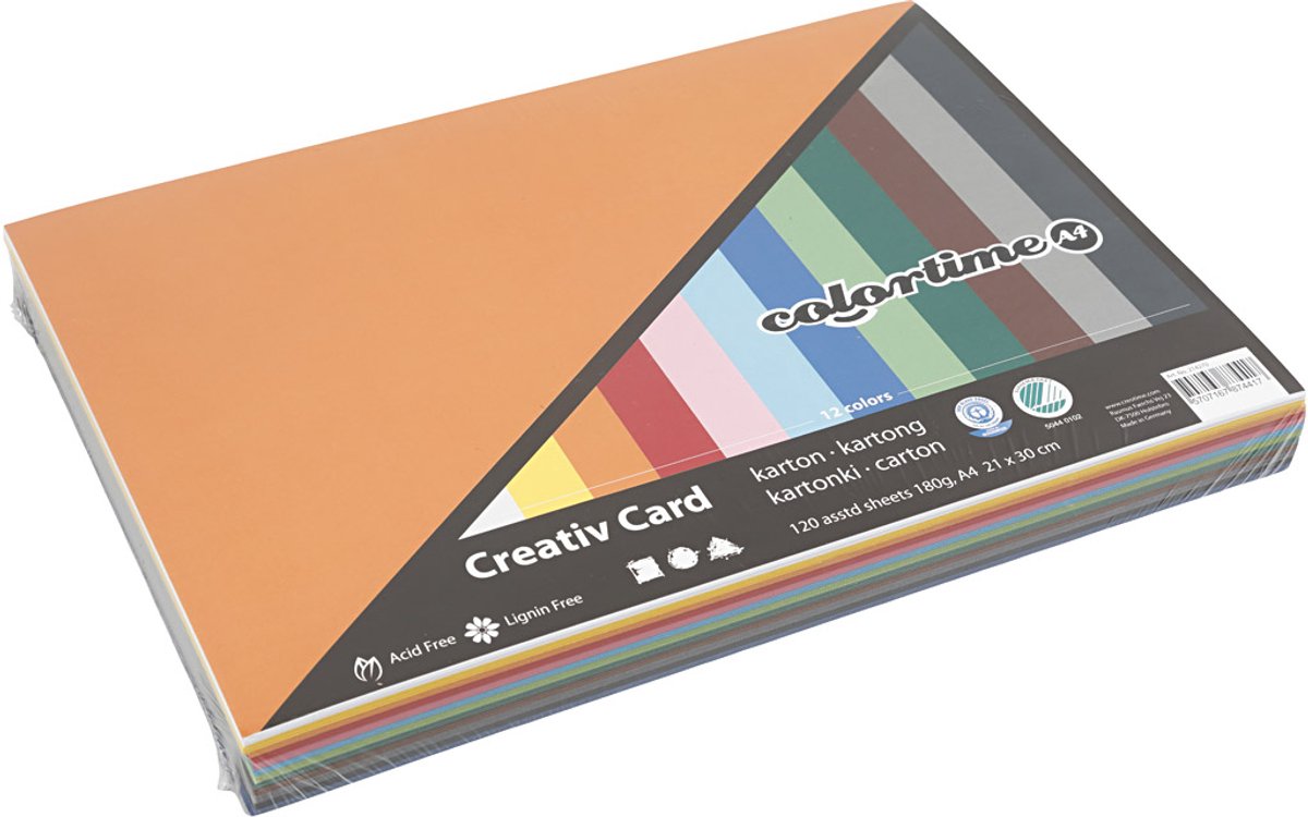 Creativ Company Colored Pardboard A4, 12 x 10 Blätter