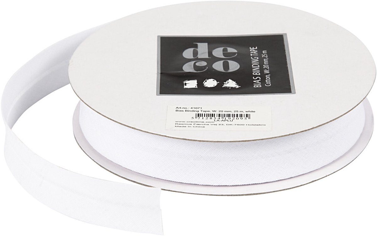 Creativ Company Schrägband, B: 20 mm, weiß, 25 m 1 Rolle