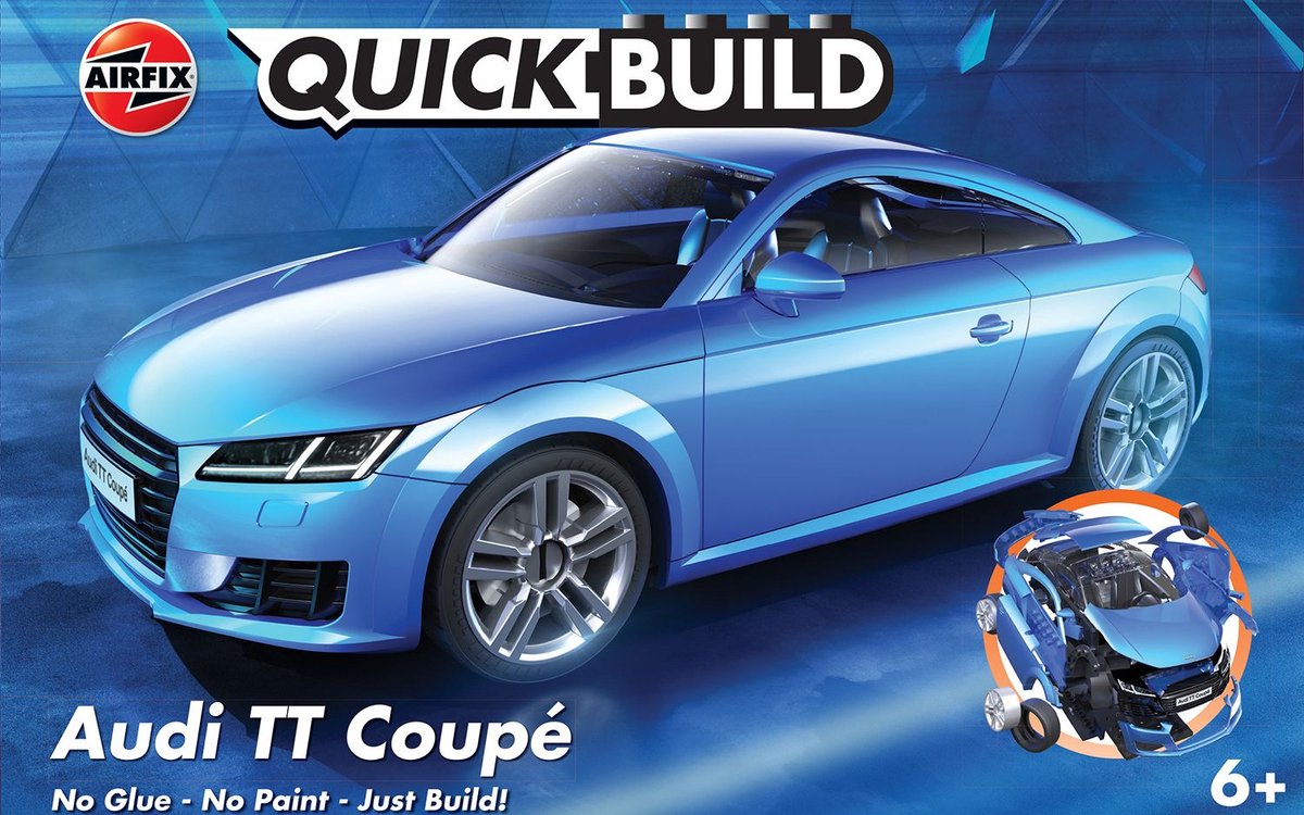 Airfix Modellbausatz Auto – J6054 Quickbuild Audi TT Coupé – Blau – Sportwagen aus Kunststoff – Modellbau