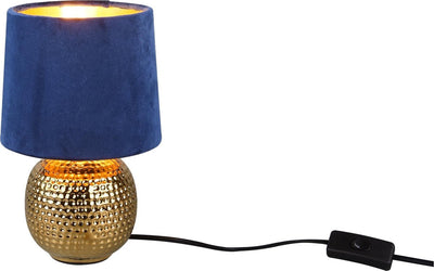 Rl lebe deine Lichtrealität Sophia - Tischlampe - Gold - exkl. 1x e14 40w - Schnurschalter - blauer Schirm