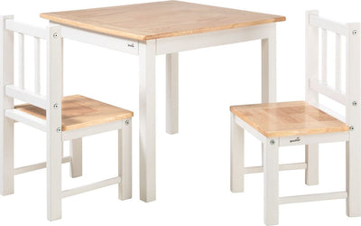 Geuther Kinderstühle für Kleinkinder mit Kindertisch - Kindersitzgruppe - 3-teilige Kindersitzgruppe aus Holz - Maltisch für Kinder - Weiß
