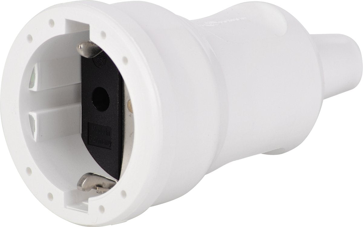 Scanpart lose Steckdose geerdet – für Kabel – 250 V – gerade – Gummi – spritzwassergeschützt – weiß – 10 A 16 A
