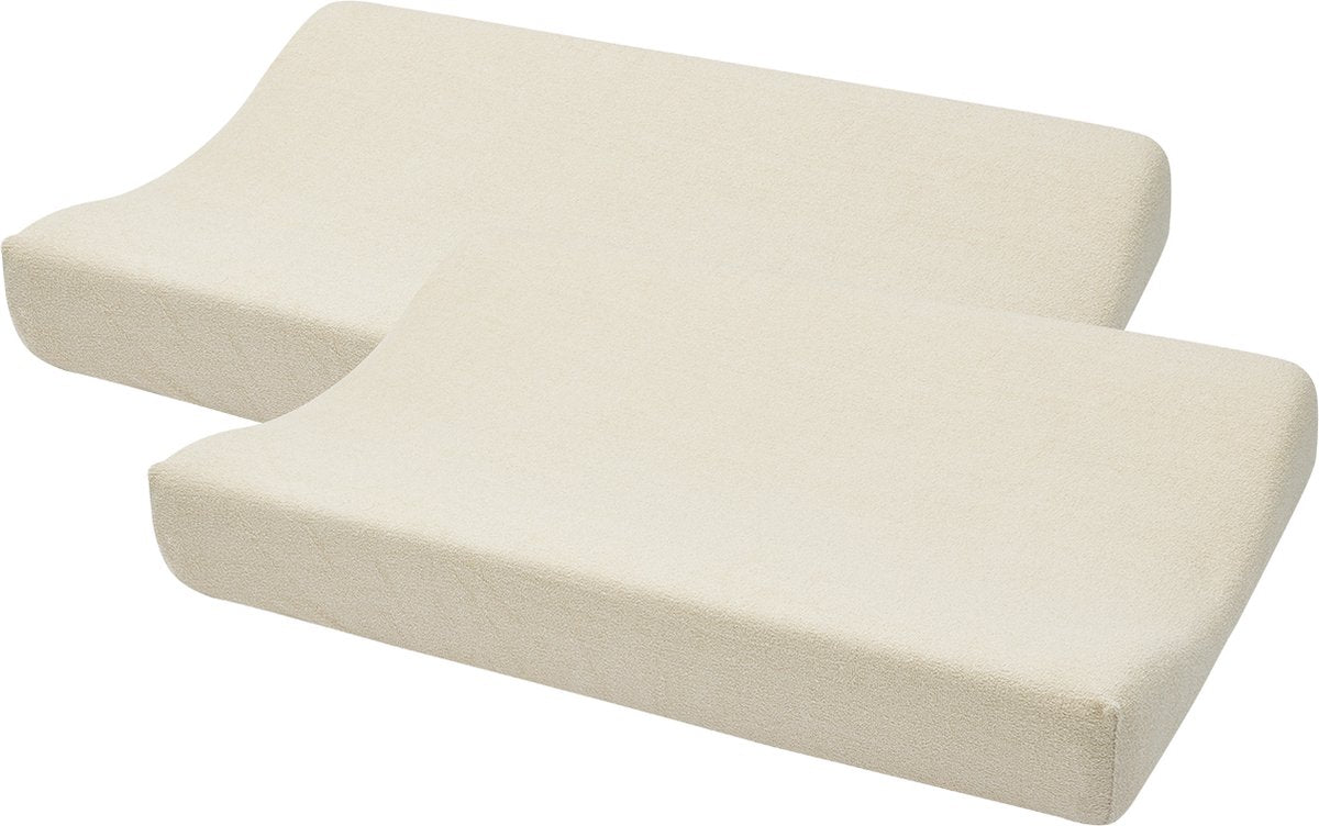 Meyco Baby Uni Wickelauflagenbezug – 2er-Pack – Frottee – weicher Sand – 50 x 70 cm